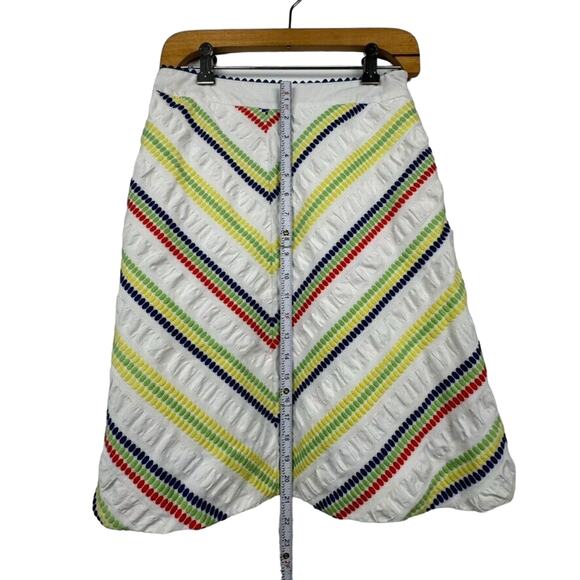 Fei Anthropologie Skirt Size 4 A-line white multicolor chevron stripes - Picture 9 of 10